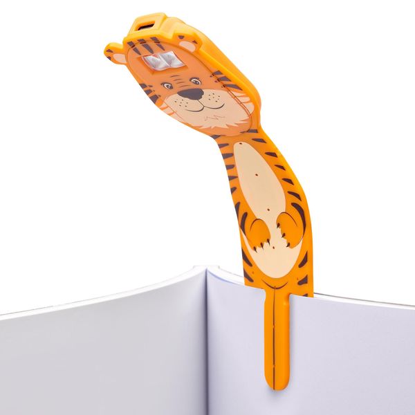 Produktbild: Flexilight Pals RC (Tiger) - wiederaufladbares Leselicht - 2 in 1 Leselampe & Lesezeichen - LED Leselicht - Geschenk für Leser, Buchliebhaber - Deutsc