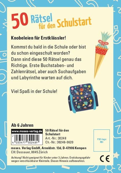 Produktbild: 50 R&auml;tsel f&uuml;r den Schulstart