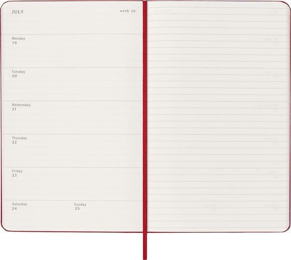 Produktbild: Moleskine 12 Monate Wochen Notizkalender 2027, Large/A5, 1 Wo = 1 Seite, rechts linierte Seite, Fester Einband, Scharlachrot