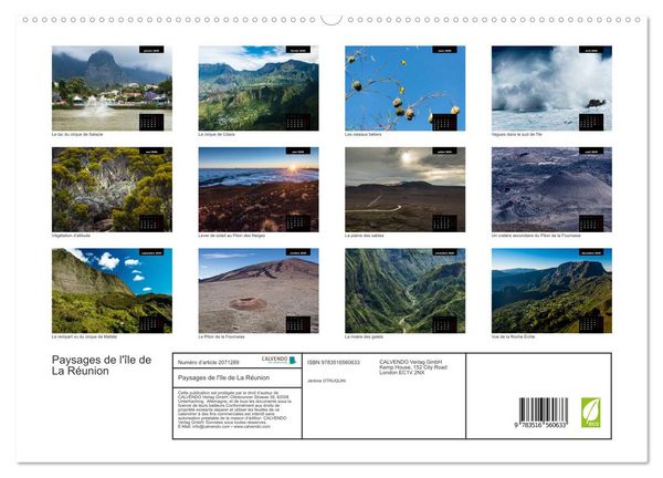Produktbild: Paysages de l'&icirc;le de La R&eacute;union (Calendrier mural 2026 DIN A2 vertical) calendrier de bureau