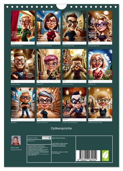 Produktbild: Optikerspr&uuml;che (Wandkalender 2026 DIN A4 hoch), CALVENDO Monatskalender