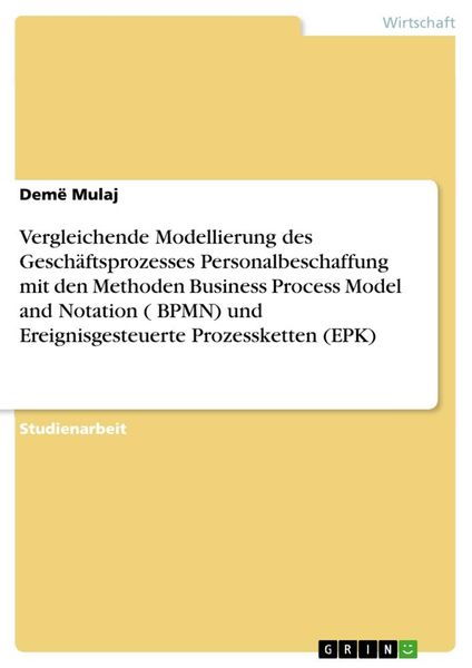Vergleichende Modellierung des Geschäftsprozesses Personalbeschaffung mit den Methoden Business Process Model and Notation ( BPMN) und
