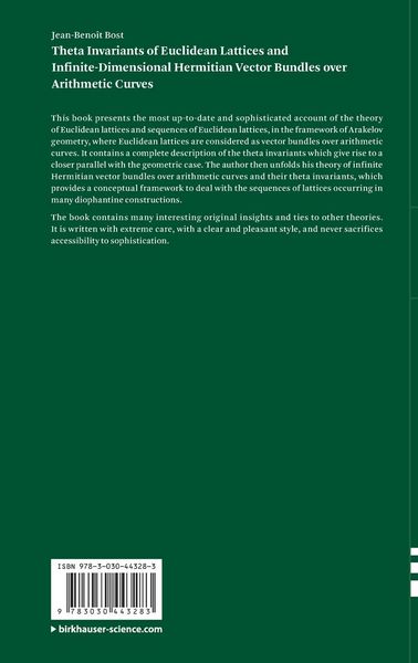 Produktbild: Theta Invariants of Euclidean Lattices and Infinite-Dimensional Hermitian Vector Bundles over Arithmetic Curves