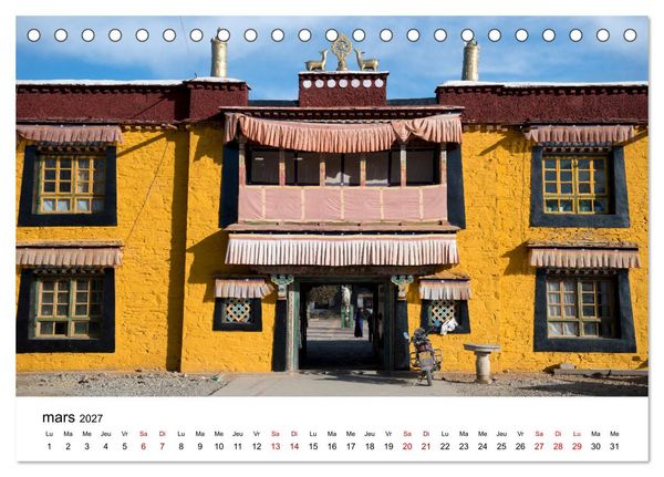 Produktbild: Monast&egrave;res et paysages du Tibet (Calendrier de bureau 2027 DIN A5 vertical), CALVENDO calendrier mensuel