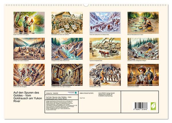 Produktbild: Auf den Spuren des Goldes - Vom Goldrausch am Yukon River (hochwertiger Premium Wandkalender 2026 DIN A2 quer), Kunstdruck in Hochglanz