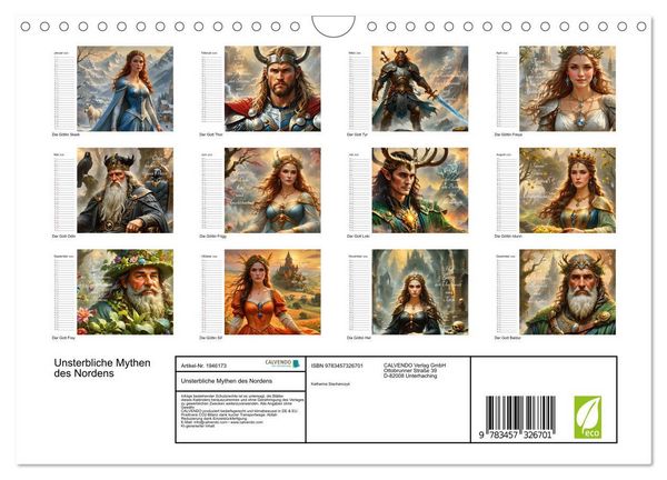 Produktbild: Unsterbliche Mythen des Nordens (Wandkalender 2026 DIN A4 quer), CALVENDO Monatskalender