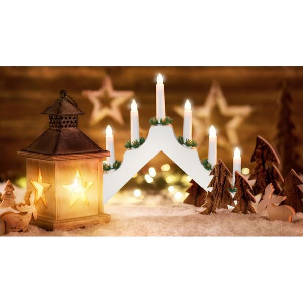Produktbild: Idena Adventsleuchter 7 LED Kerzenlichter wei&szlig; 40x30cm