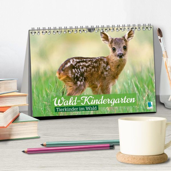 Produktbild: Wald-Kindergarten: Tierkinder im Wald (Tischkalender 2026 DIN A5 quer), CALVENDO Monatskalender