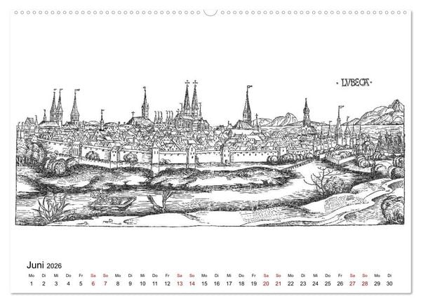 Produktbild: Schedelsche Weltchronik Deutsche St&auml;dte 1493 (Wandkalender 2026 DIN A2 quer), CALVENDO Monatskalender