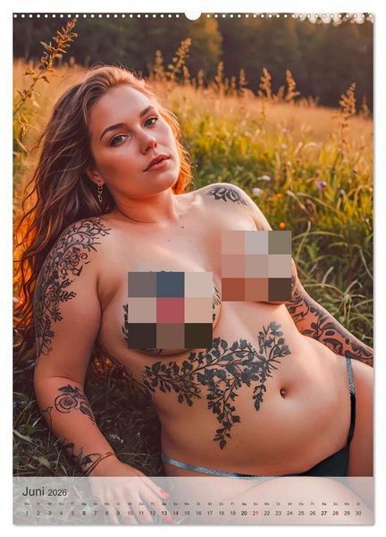 Produktbild: Verf&uuml;hrerische Momente - Kurven und Tattoos (hochwertiger Premium Wandkalender 2026 DIN A2 hoch), Kunstdruck in Hochglanz