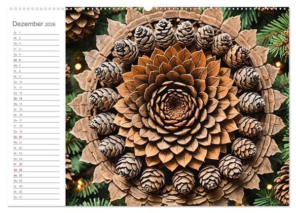 Produktbild: Natural Mandalas - Kraftvolle KI Mandalas aus Naturmaterialien (hochwertiger Premium Wandkalender 2026 DIN A2 quer), Kunstdruck in Hochglanz