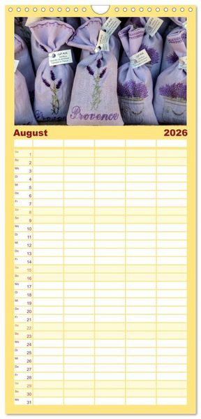 Produktbild: Familienplaner 2026 - Provence, Lavendelzeit in S&uuml;dfrankreich mit 5 Spalten (Wandkalender, 21 x 45 cm) CALVENDO