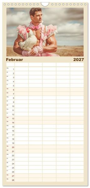 Produktbild: Familienplaner 2027 - Die H&uuml;hnerhelden. Witz und Charme mit M&auml;nnern, die Eier haben mit 5 Spalten (Wandkalender, 21 x 45 cm) CALVENDO
