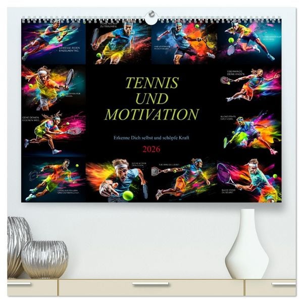 Tennis und Motivation (hochwertiger Premium Wandkalender 2026 DIN A2 quer), Kunstdruck in Hochglanz