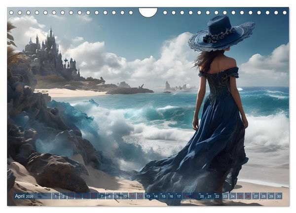 Produktbild: Strandzauber- Frauen in eleganten Kleidern (Wandkalender 2026 DIN A4 quer), CALVENDO Monatskalender