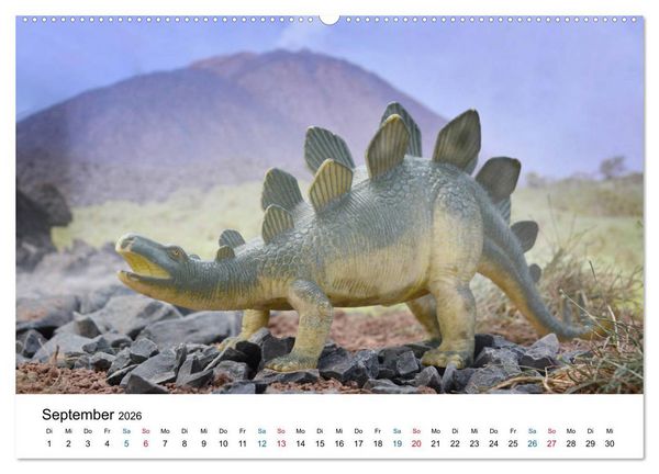 Produktbild: Faszination Urzeit - wenn Spielzeugdinos zum Leben erwachen (Wandkalender 2026 DIN A2 quer), CALVENDO Monatskalender