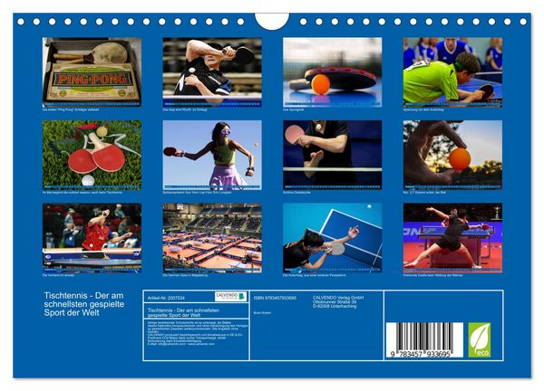 Produktbild: Tischtennis - Der am schnellsten gespielte Sport der Welt (Wandkalender 2026 DIN A4 quer), CALVENDO Monatskalender