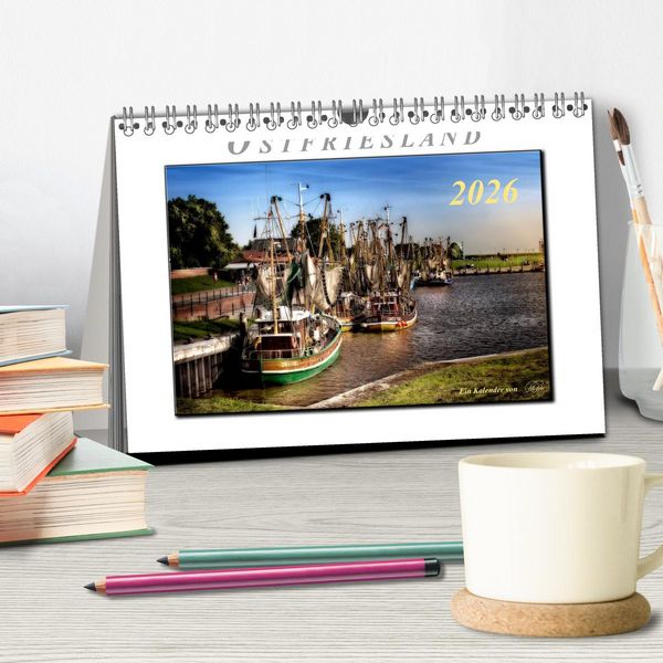 Produktbild: Ostfriesland - der alte Hafen Greetsiel (Tischkalender 2026 DIN A5 quer), CALVENDO Monatskalender