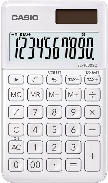 Casio SL-1000SC Taschenrechner Weiß Display (Stellen): 10 solarbetrieben, batteriebetrieben (B x H x T) 71 x 9 x 120 mm