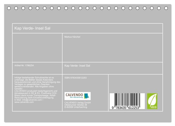 Produktbild: Kap Verde- Insel Sal (Tischkalender 2025 DIN A5 quer), CALVENDO Monatskalender