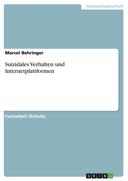 Produktbild: Suizidales Verhalten und Internetplattformen