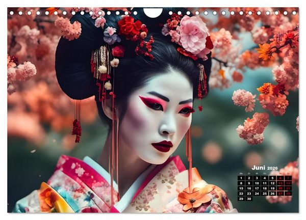 Produktbild: Geishas Portraits von japanischen Gastgeberinnen inspiriert (Wandkalender 2026 DIN A4 quer), CALVENDO Monatskalender
