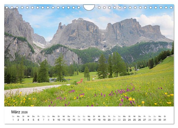 Produktbild: Wanderziele S&uuml;dtiroler Dolomiten - Region Gadertal und Buchenstein (Wandkalender 2026 DIN A4 quer), CALVENDO Monatskalender