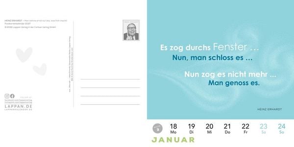 Produktbild: Heinz Erhardt: Postkartenkalender 2027