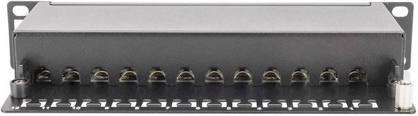 Produktbild: Digitus DN-91612S 12 Port Netzwerk-Patchpanel 254mm (10\") CAT 6 1 HE Best&uuml;ckt