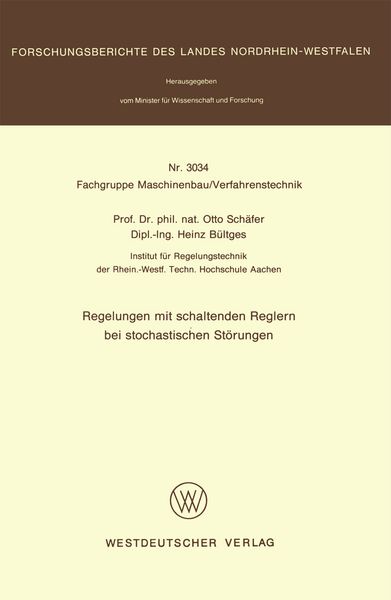 Produktbild: Regelungen mit schaltenden Reglern bei stochastischen St&ouml;rungen