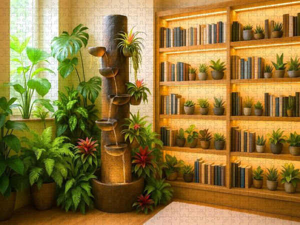 Produktbild: CALVENDO Puzzle Zimmerbrunnen mit Bromelien | 1000 Teile Lege-Gr&ouml;&szlig;e 64x48cm Foto-Puzzle f&uuml;r gl&uuml;ckliche Stunden
