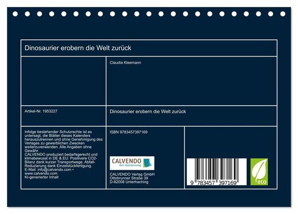 Produktbild: Dinosaurier erobern die Welt zur&uuml;ck (Tischkalender 2026 DIN A5 quer), CALVENDO Monatskalender