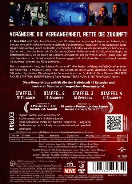 Produktbild: 12 Monkeys - Die komplette Serie (Alle 4 Staffeln) (Fernsehjuwelen) [14 DVDs]