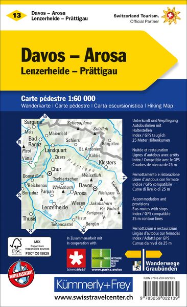 Produktbild: KuF Schweiz Wanderkarte 13 Davos / Arosa