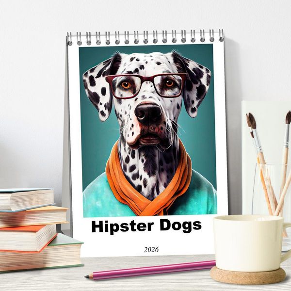 Produktbild: Hipster Dogs (Desk Calendar 2026 DIN A5 portrait), CALVENDO 12 Month DeskCalendar