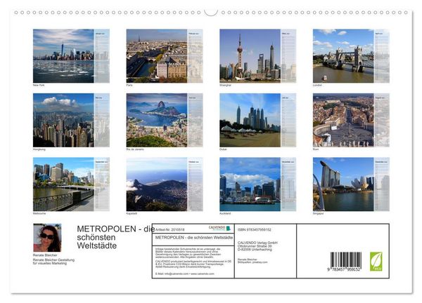 Produktbild: METROPOLEN - die sch&ouml;nsten Weltst&auml;dte (hochwertiger Premium Wandkalender 2026 DIN A2 quer), Kunstdruck in Hochglanz