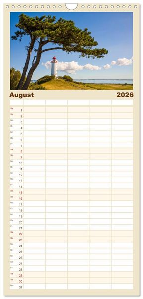 Produktbild: Familienplaner 2026 - OSTSEEK&Uuml;STE Sehnsuchtsorte in Mecklenburg-Vorpommern mit 5 Spalten (Wandkalender, 21 x 45 cm) CALVENDO