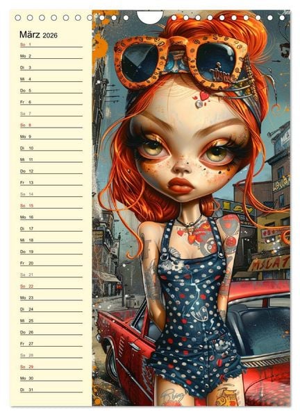 Produktbild: Rockabilly. Strange Comic-Kunst Girls im 50er-Jahre Stil (Wandkalender 2026 DIN A4 hoch), CALVENDO Monatskalender