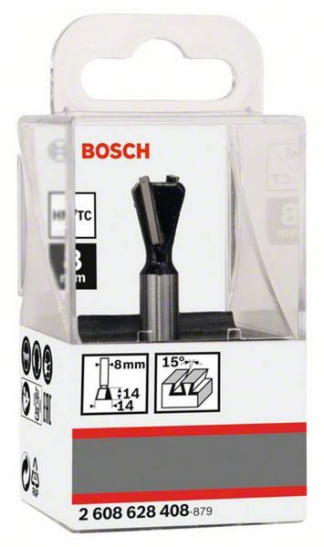 Produktbild: Bosch Accessories 2608628408 Zinkenfr&auml;ser Hartmetall L&auml;nge 55 mm Produktabmessung, &Oslash; 14 mm Schaftdurchmesser 8 mm
