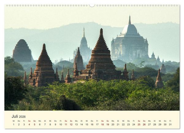 Produktbild: Bagan - Pagode im Wald (hochwertiger Premium Wandkalender 2026 DIN A2 quer), Kunstdruck in Hochglanz