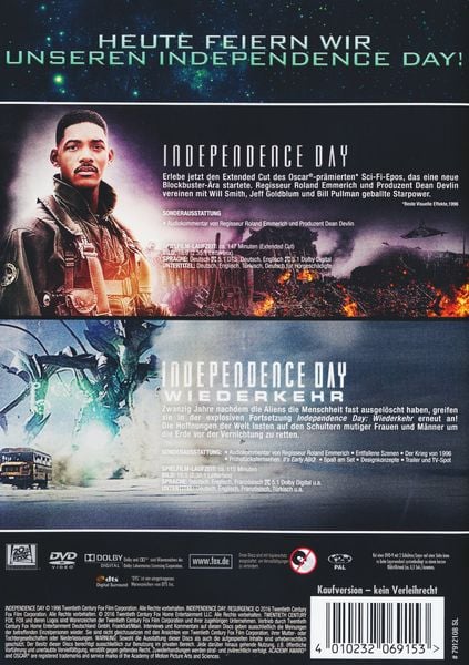 Produktbild: Independence Day 1+2 - Box Set [2 DVDs]