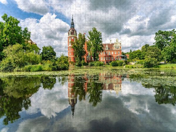 Produktbild: CALVENDO Puzzle Schloss Muskau im Muskauer Park, Bad Muskau, Sachsen | 1000 Teile Lege-Gr&ouml;&szlig;e 64x48cm Foto-Puzzle f&uuml;r gl&uuml;ckliche Stunden