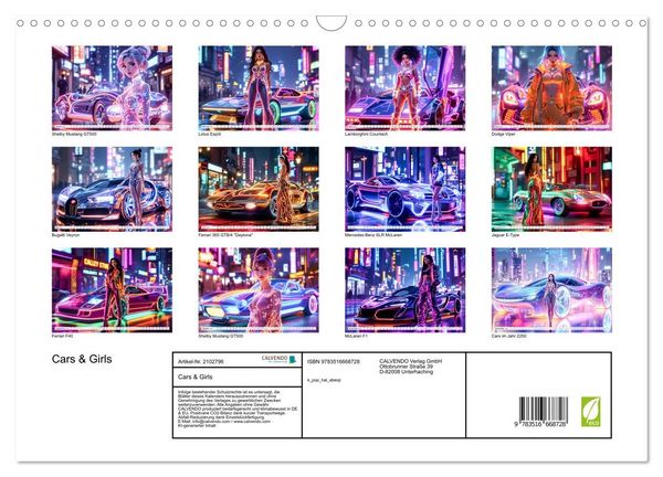 Produktbild: Cars & Girls (Wandkalender 2026 DIN A3 quer), CALVENDO Monatskalender