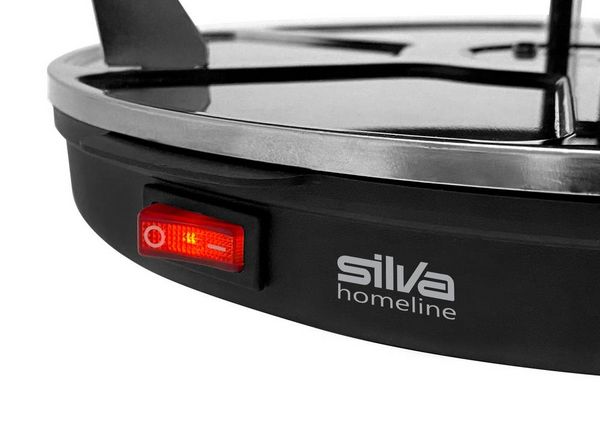 Silva Homeline PK-R 066 Raclette Antihaftbeschichtung, Überhitzungsschutz, 6 Pfännchen, Kontrollleuchte Schwarz