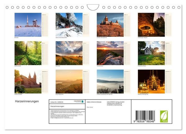 Produktbild: Harzerinnerungen (Wandkalender 2027 DIN A4 quer), CALVENDO Monatskalender
