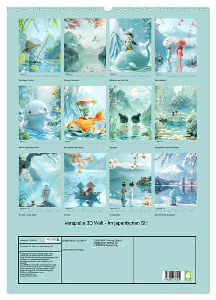 Produktbild: Verspielte 3D Welt - Im japanischen Stil (Wandkalender 2026 DIN A2 hoch), CALVENDO Monatskalender
