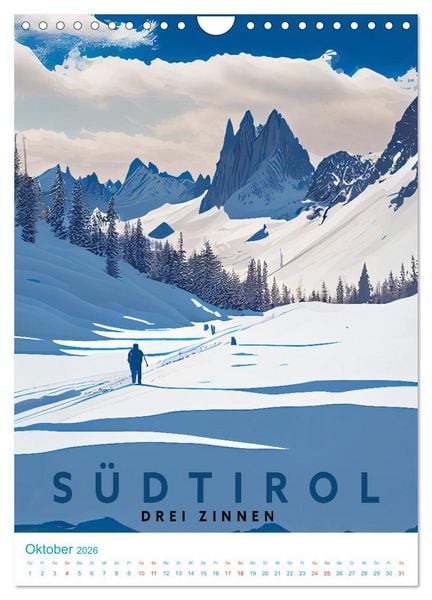 Produktbild: S&uuml;dtirol - Old School Poster Style (Wandkalender 2026 DIN A4 hoch), CALVENDO Monatskalender