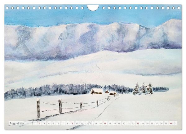Produktbild: Winterzauberwelt - Gemalte Winterlandschaften (Wandkalender 2026 DIN A4 quer), CALVENDO Monatskalender