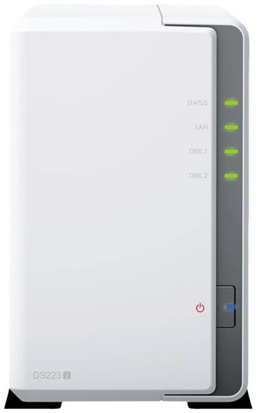 Synology DiskStation DS223J NAS-Server Gehäuse 0 GB 2 Bay Ein-/Ausschalter, 3x USB 3.2 Gen 1 HUB (USB 3.0), RAID-fähig DS223J