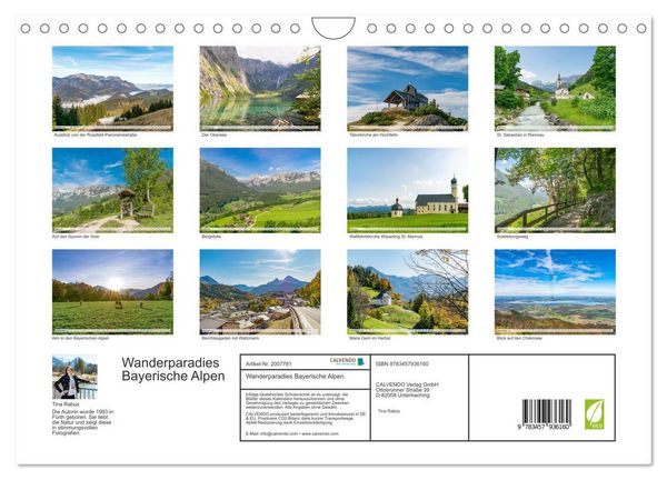 Produktbild: Wanderparadies Bayerische Alpen (Wandkalender 2026 DIN A4 quer), CALVENDO Monatskalender